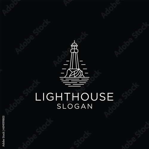 light house / harbor line outline monoline logo design