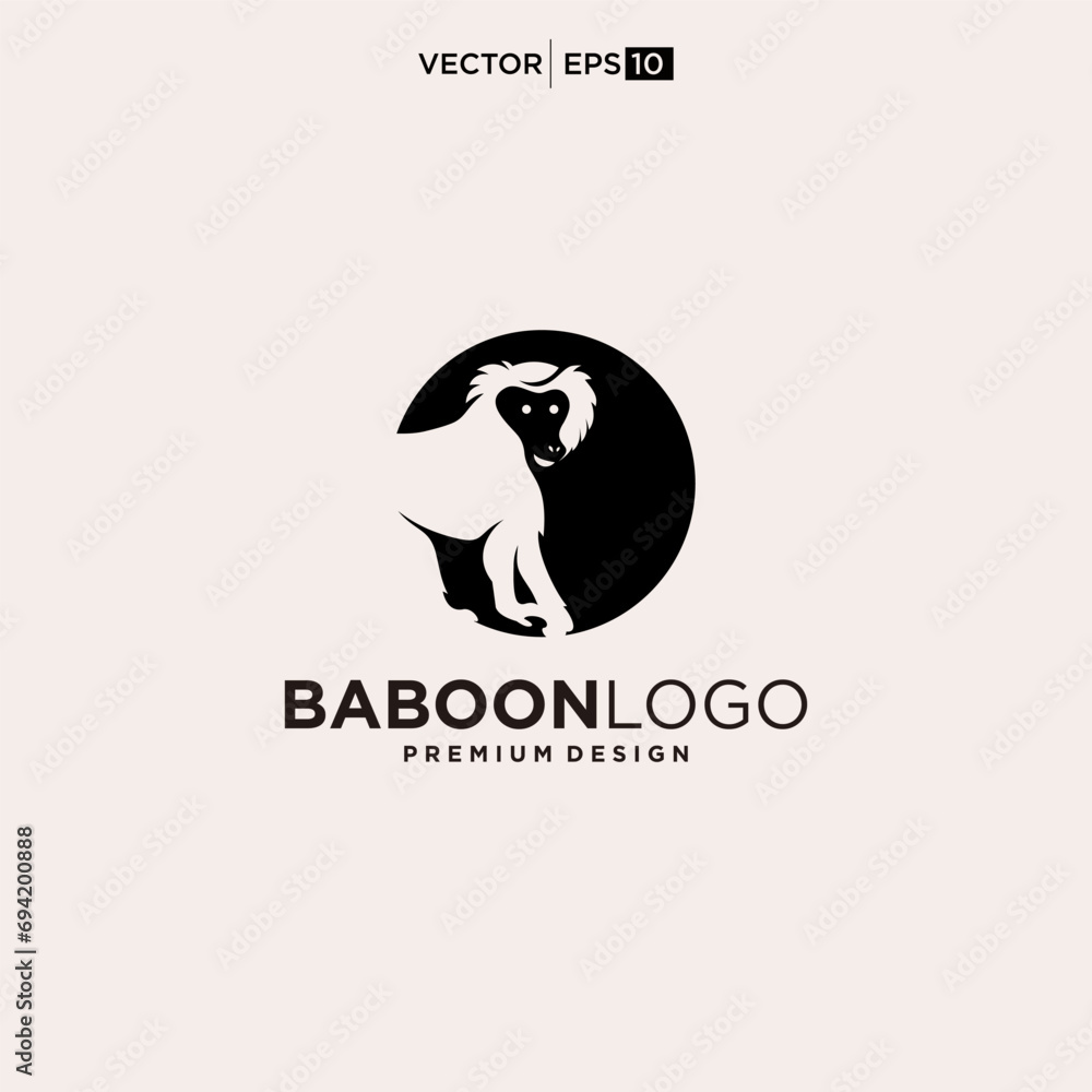 Obraz premium Baboon Monkey Logo Simple Clean design