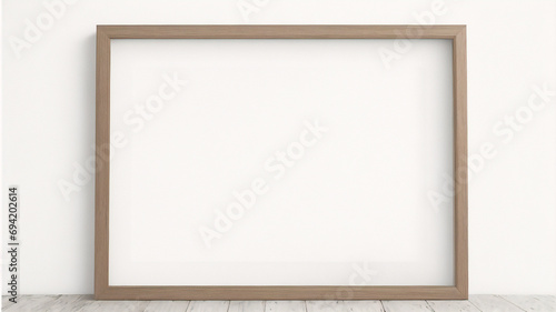 Leere hölzerne Bilderrahmen-Attrappe isoliert auf transparentem Hintergrund, horizontale Landschaftsgrafik-Vorlage für Foto, Bild, Bild, Wandkunst, Text, Zitat. Rahmen aus hellem Eichenholz.