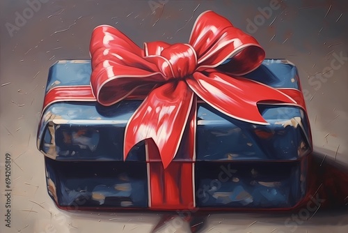 gift box with bow, holiday gift, isolated background