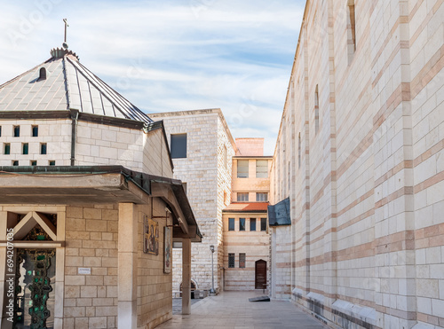 The courtyard of the Church of the Annunciation in the Nazareth city in northern Israel