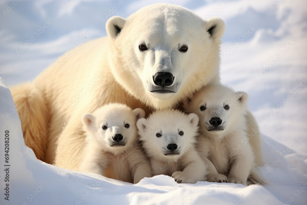 polar bears playing in snow 
