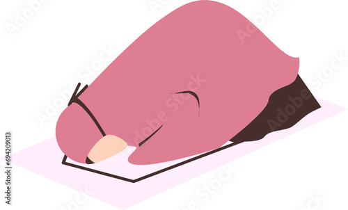 Muslim woman praying, Ramadan Illustration 