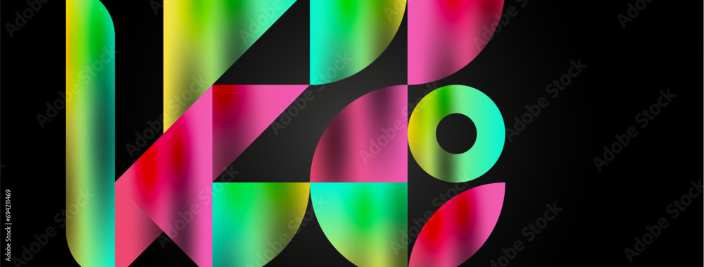 Artistic arrangement of triangles, lines, and circular elements in a mesmerizing geometric mosaic pattern, offering a visually dynamic and captivating composition Artistic arrangement of triangles, lines, and circular elements in a mesmerizing geometric mosaic pattern, offering a visually dynamic and captivating composition