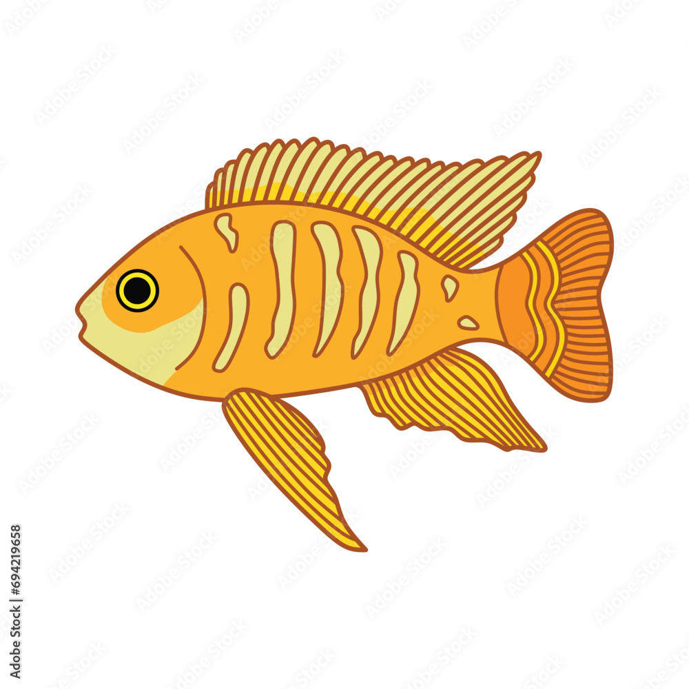 Cartoon Vector illustration african cichlids fish icon Isolated on White Background Cartoon Vector illustration african cichlids fish icon Isolated on White Background