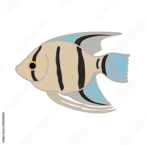 Cartoon Vector illustration angelfish icon Isolated on White Background