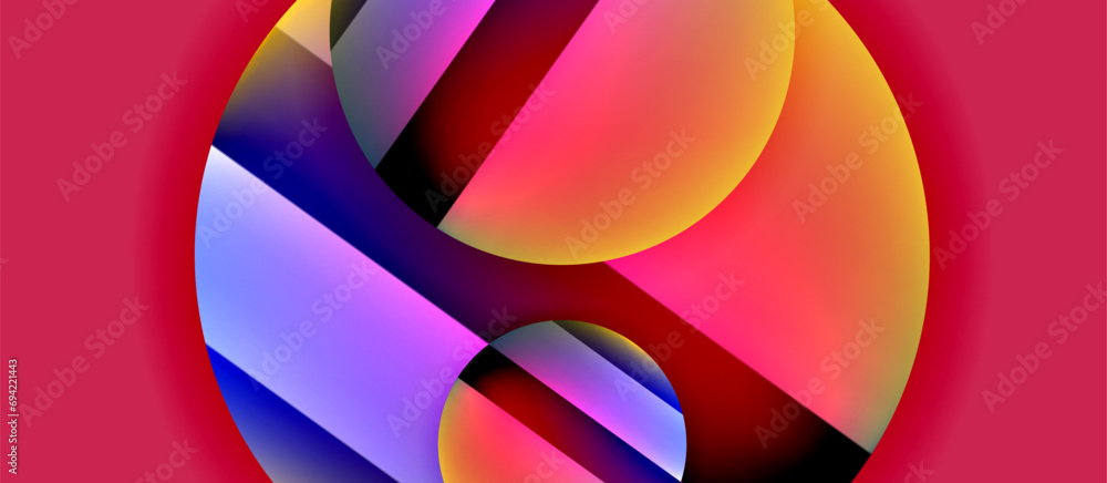 Glossy metal glowing circles geometric background. Minimal abstract composition. Vector illustration For Wallpaper, Banner, Background, Card, Book Illustration, landing page Glossy metal glowing circles geometric background. Minimal abstract composition. Vector illustration For Wallpaper, Banner, Background, Card, Book Illustration, landing page