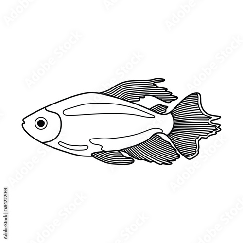 Hand drawn Cartoon Vector illustration congo tetra fish icon Isolated on White Background