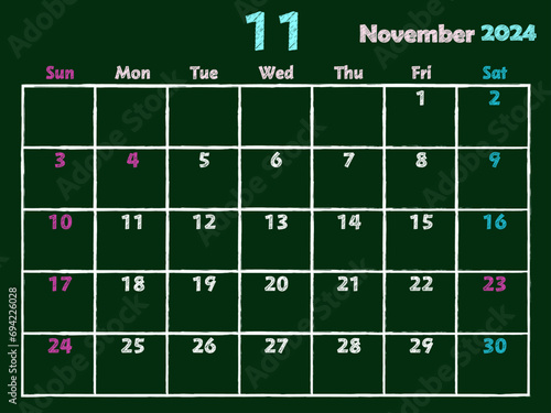 2024年11月黒板カレンダー