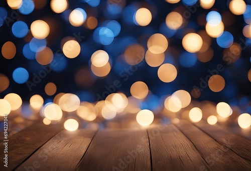 Wide Angle blue celebration Bokeh background stock photoAnniversary, Backgrounds, Holiday - Event, Blue, Christmas Lights