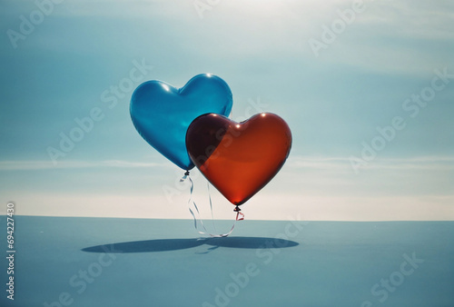 blue and red heart shaped balloons © Anna Gold Stock