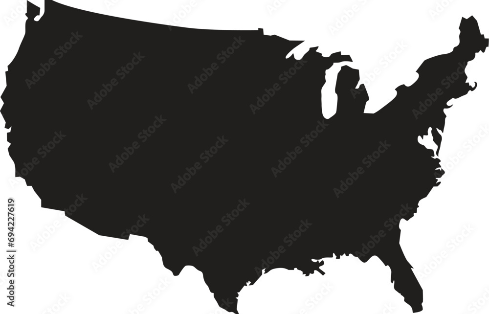 USA map with states isolated on a white background. United States of ...