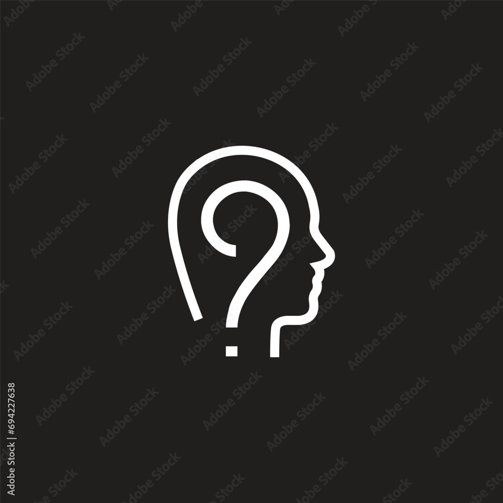 Human head. Person face on Black. Concept sign for business, science, psychology, medicine, technology. Creative design Silhouette Modern logo Human head. Person face on Black. Concept sign for business, science, psychology, medicine, technology. Creative design Silhouette Modern logo