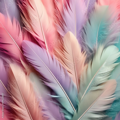 Fluffy feather background in baby pink and blue colours. Cotton candy wool abstract texture
