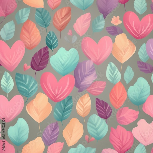 Pink Hearts and Flowers Abstract Background Valentine