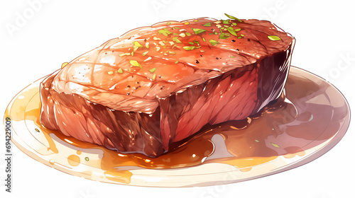 Hand drawn cartoon steak illustration
