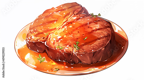 Hand drawn cartoon steak illustration
