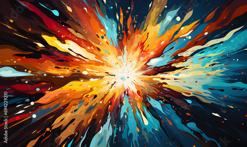 an anime comic background with colorful star bursts, in the style of bold, black lines, minimalist geometric abstraction, fauvist color explosions, hard-edge abstraction, bold primary colors, spontane photo