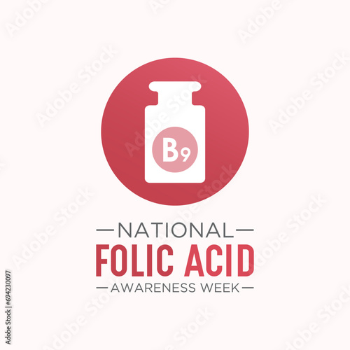 National Folic Acid Awareness Week. January is National Folic Acid Awareness Week. Vector template for banner, greeting card, poster with background. Vector illustration.