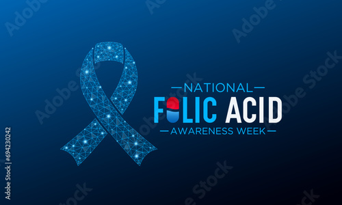 National Folic Acid Awareness Week. January is National Folic Acid Awareness Week. Vector template for banner, greeting card, poster with background. Vector illustration.