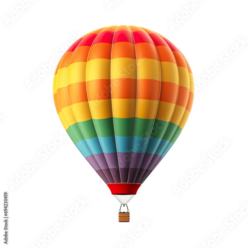 photography of a colored 3D hot air balloon, ultra-realistic, photorealistic, isolated on white background PNG