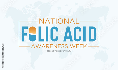 National Folic Acid Awareness Week. January is National Folic Acid Awareness Week. Vector template for banner, greeting card, poster with background. Vector illustration.