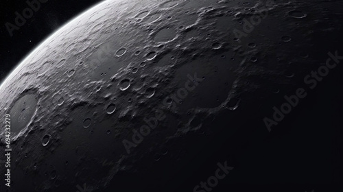 Close-up shot of the moon's surface.