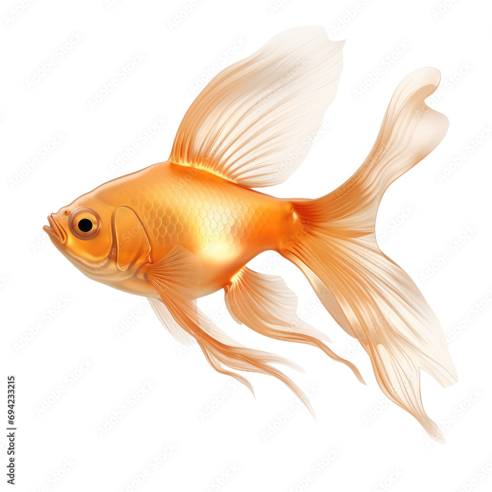 Gold fish Horned on white or transparent background