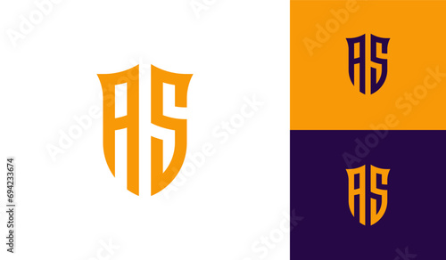 Letter AS shield initial esport logo design