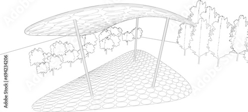 3D illustration of parametric pavilion