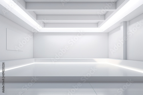 Wallpaper Mural Minimalist monochrome mock up of interior space, hidden lighting and dynamic shadows Torontodigital.ca