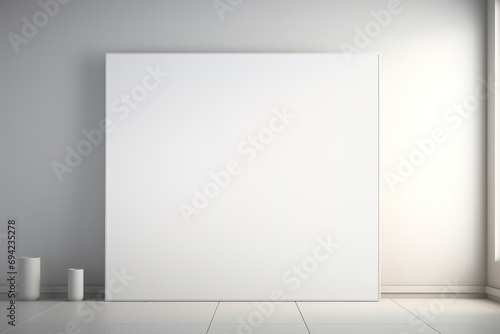 Minimalist monochrome mock up, frame, lighting, dynamic shadows and a cozy background