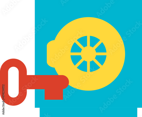 Secure storage of savings and investments. Square bank safe, business process organization flat symbol. Simple flat color icon isolated on white background
