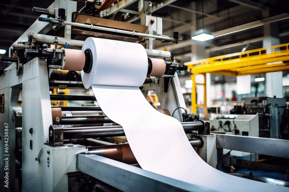 Automated equipment for paper production. Paper production plant. Machines that roll paper into rolls. Automated equipment for paper production. Paper production plant. Machines that roll paper into rolls.
