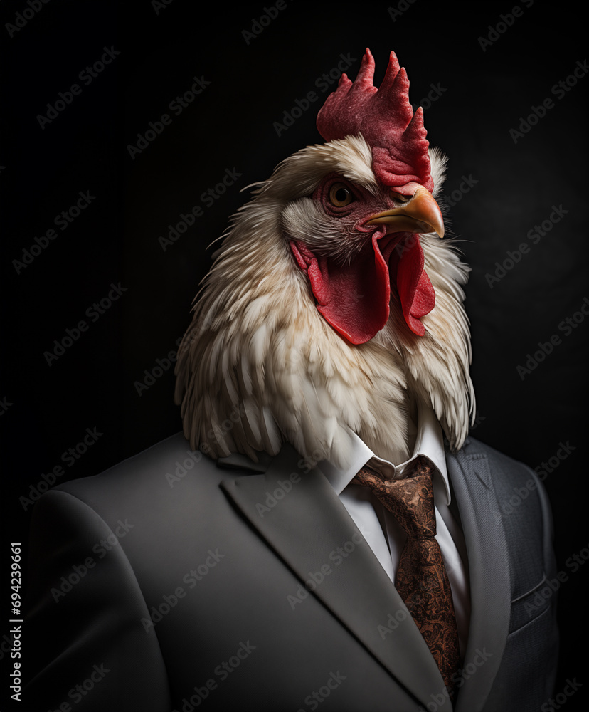 Chicken head with human body