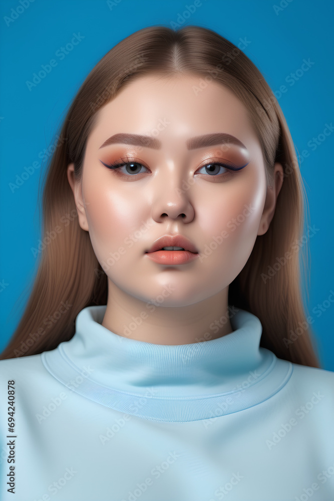 Russian plus size model Wearing Makeup with clean skinned , Russian