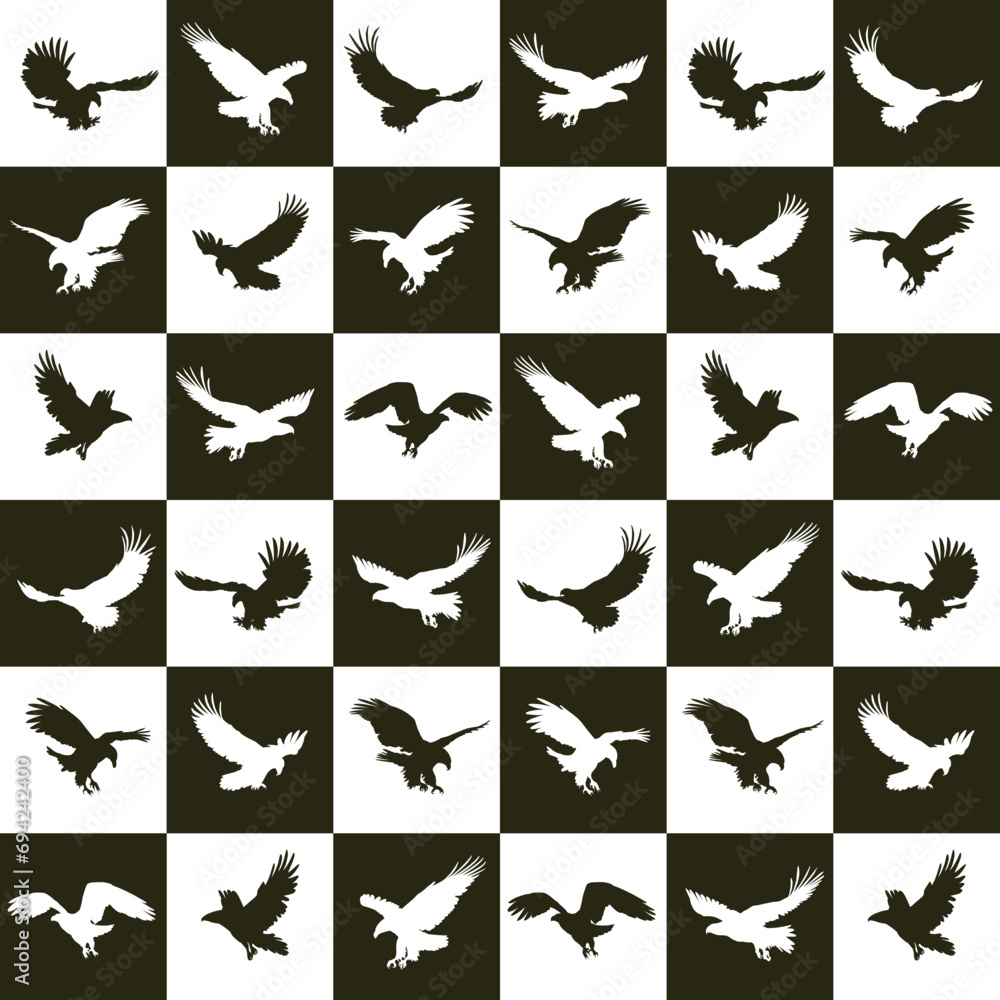 Fotografie The seamless background with flying eagles.