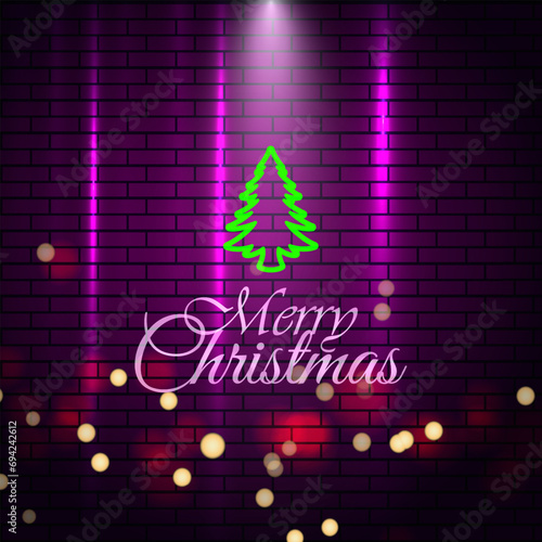 Luxury merry christmas background with neon lights 