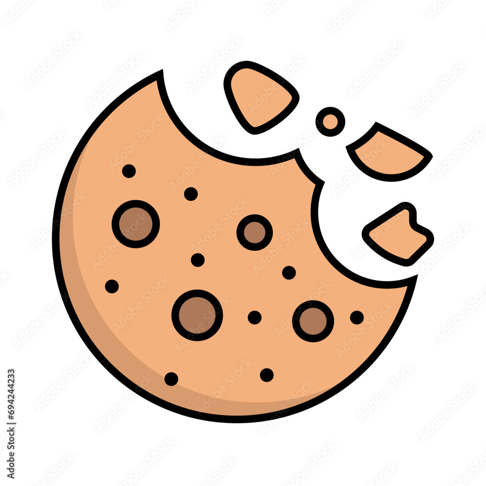 Crushed chocolate chip cookie icon. Vector.