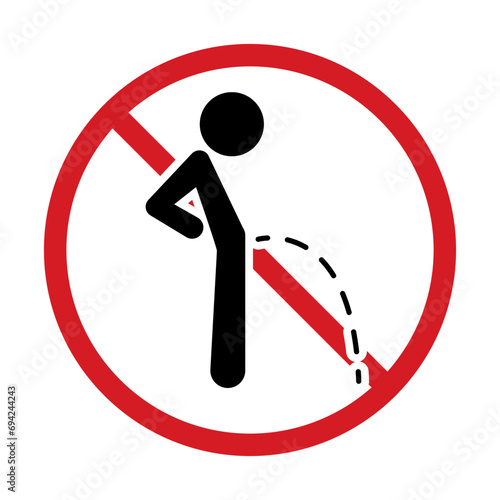 Standing pee prohibited icon. Peeing prohibited. Vector.