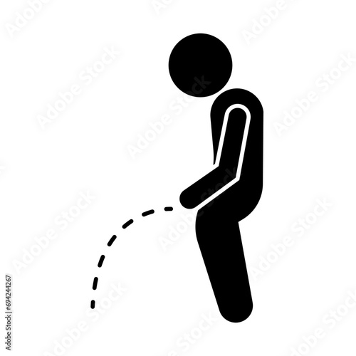 Peeing man silhouette icon. Urinating icon. Vector. photo