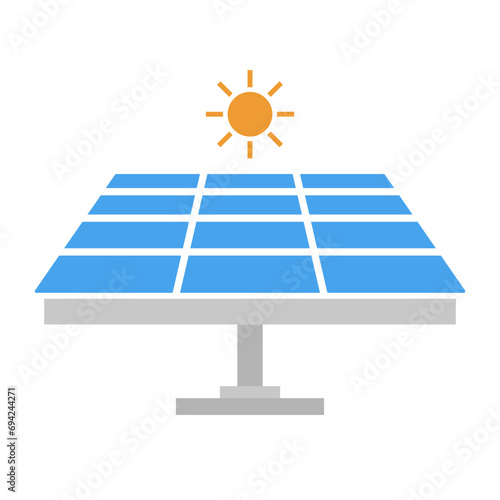 Solar power generation. Solar panel. Vector.