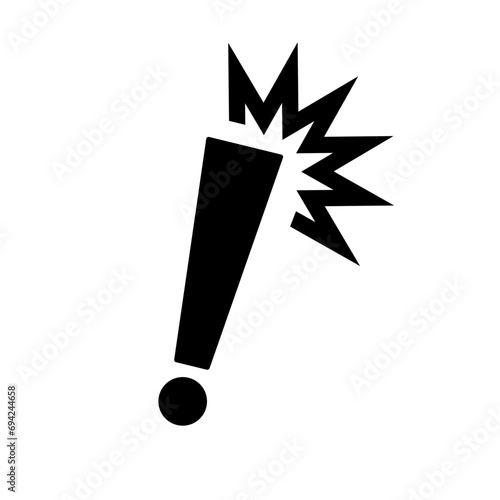 Emphasized surprise silhouette icon. Reaction exclamation icon. Strong impact icon. Vector.