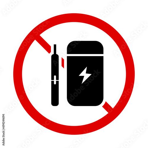 Electronic cigarette prohibition icon. E-cigarette restriction icon. Vector.