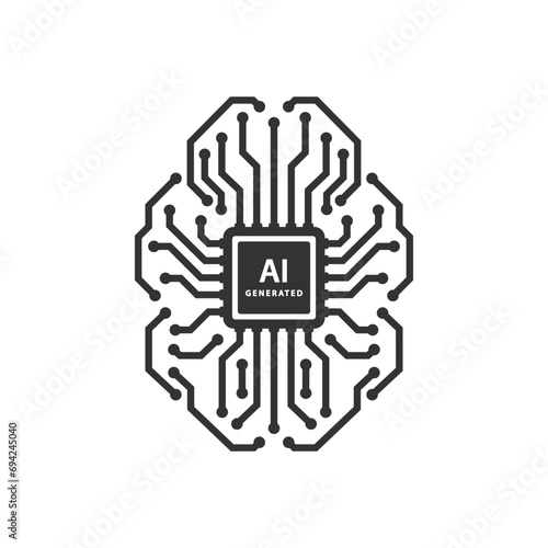 Brain circuit board logo, artificial intelligence technology chip design concept