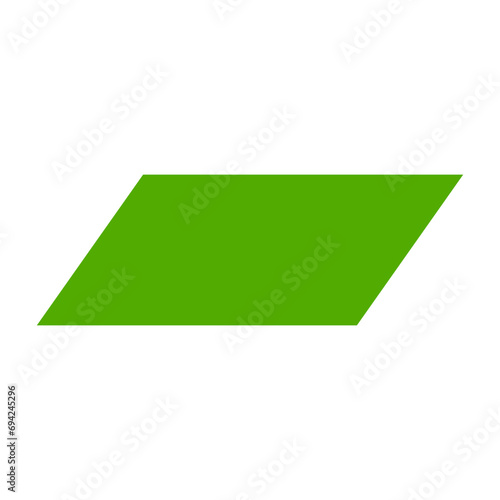 Green parallelogram shape icon. Vector. photo