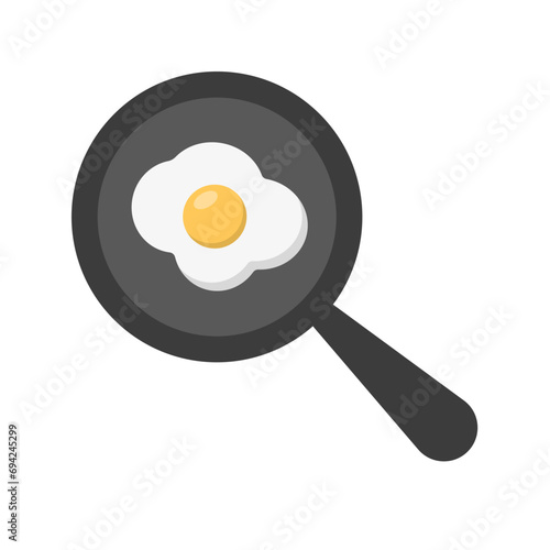 Fried egg and frying pan icon. Vector.