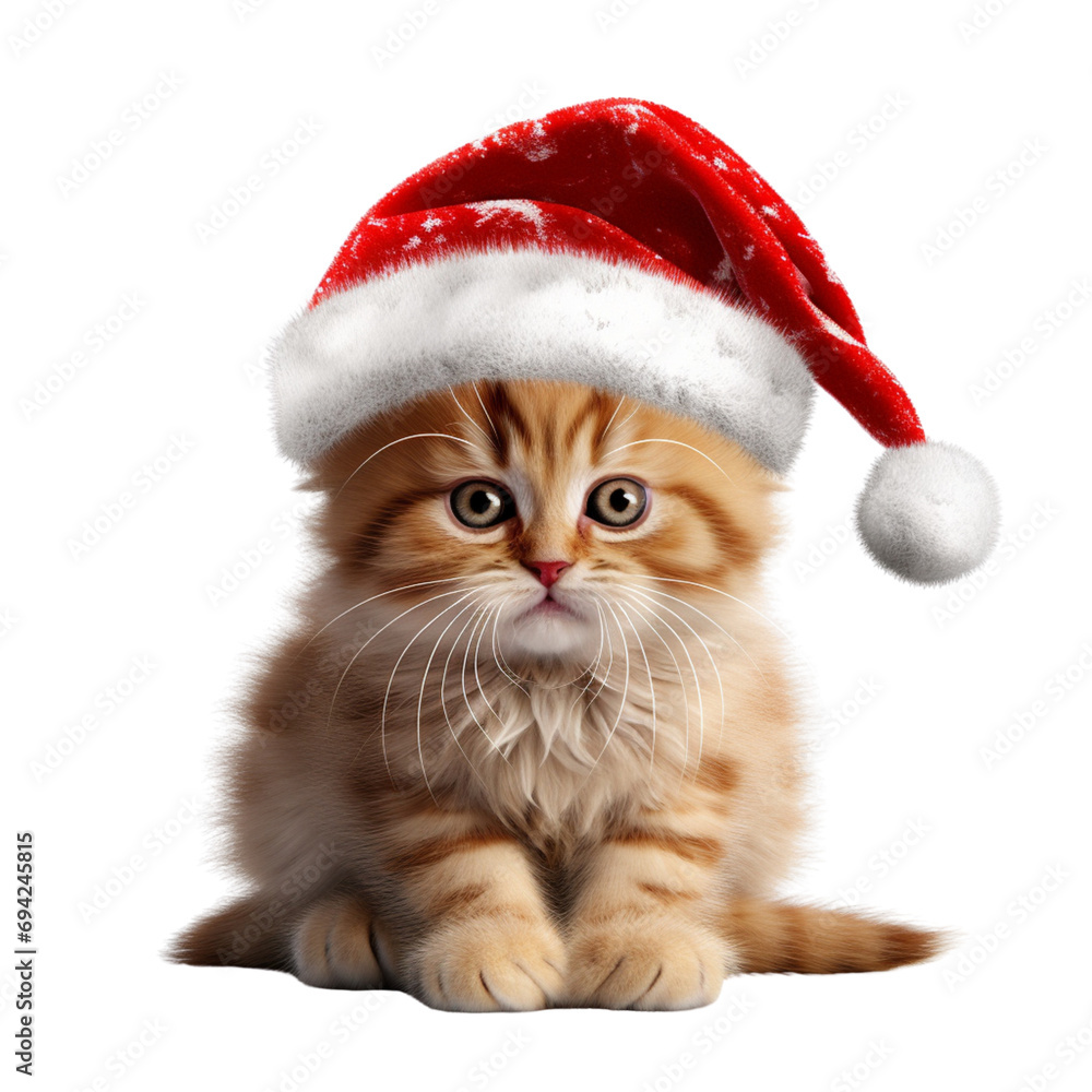 cat wearing a red Christmas hat cat wearing a red Christmas hat