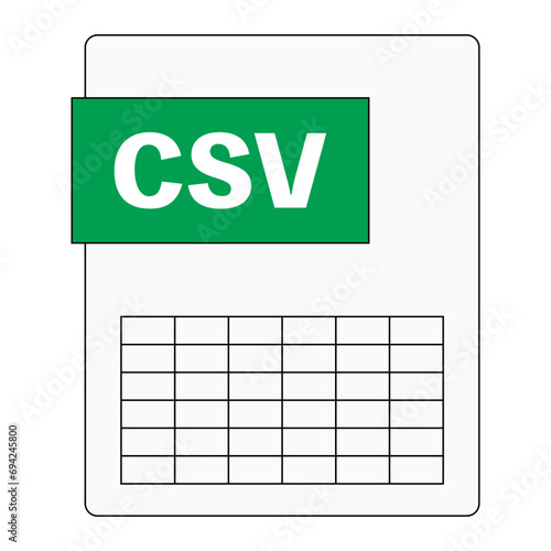 CSV extension icon. CSV file icon. Vector.