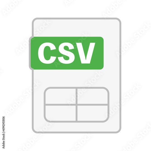 Simple CSV file icon. CSV extension. Vector. photo